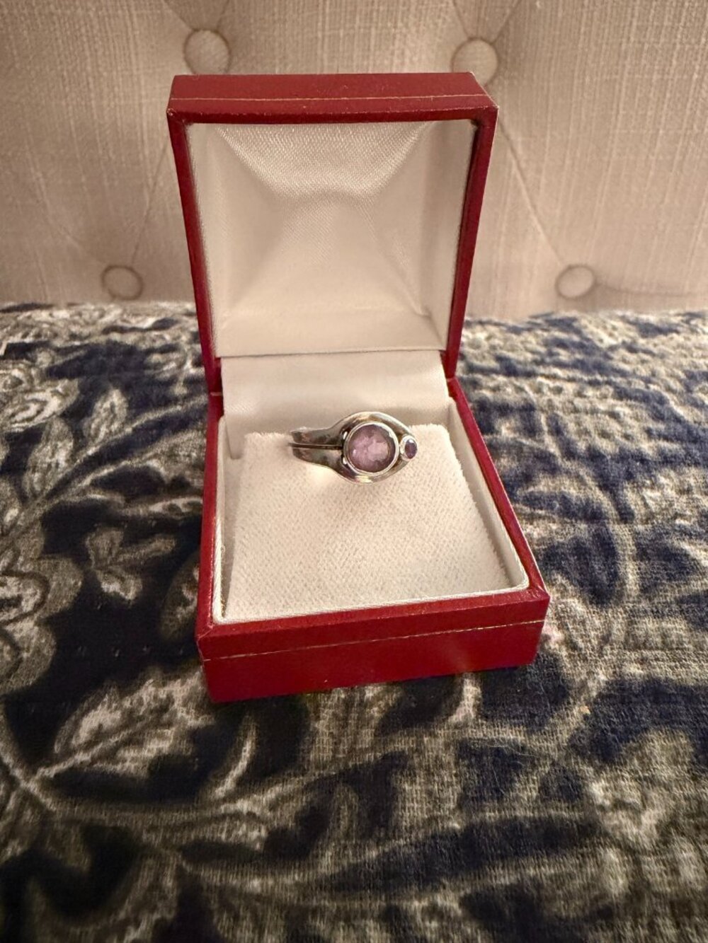 Sterling Silver 925 Amethyst Two Stone Bypass Ring SJ Hallmark Size 7